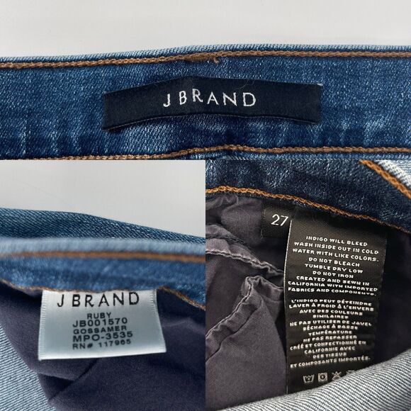 J Brand Womens Jeans Blue Size 27 Ruby Cropped Cigarette Gossamer Mesh Hem Denim - Picture 7 of 10